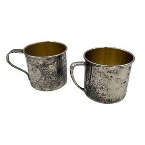 1881 Rogers Silver Plate Oneida Silver Smiths Lot 2 Baby Drinking Cups Vintage